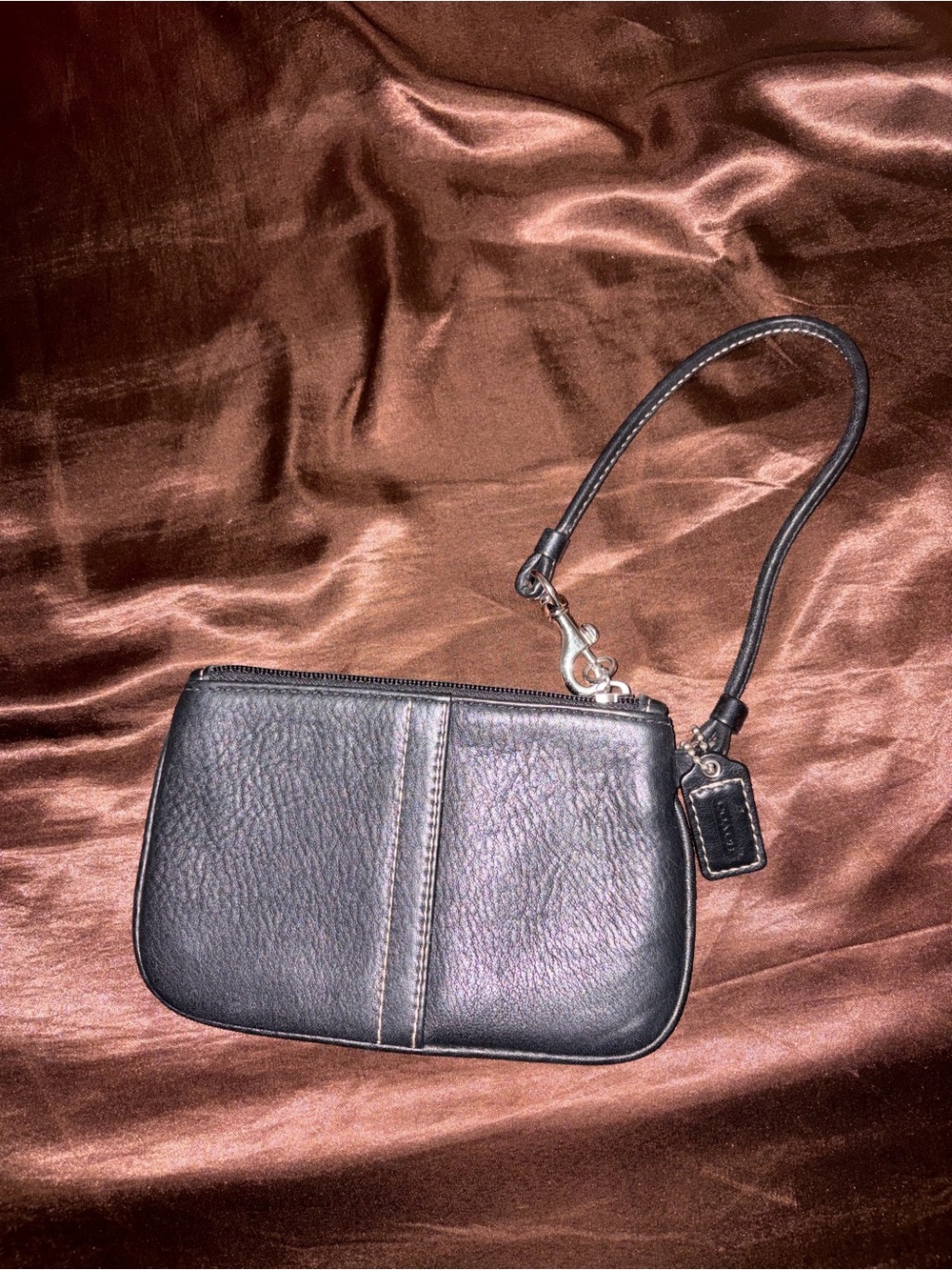 Coach Black Leather Wristlet with Detachable Strap